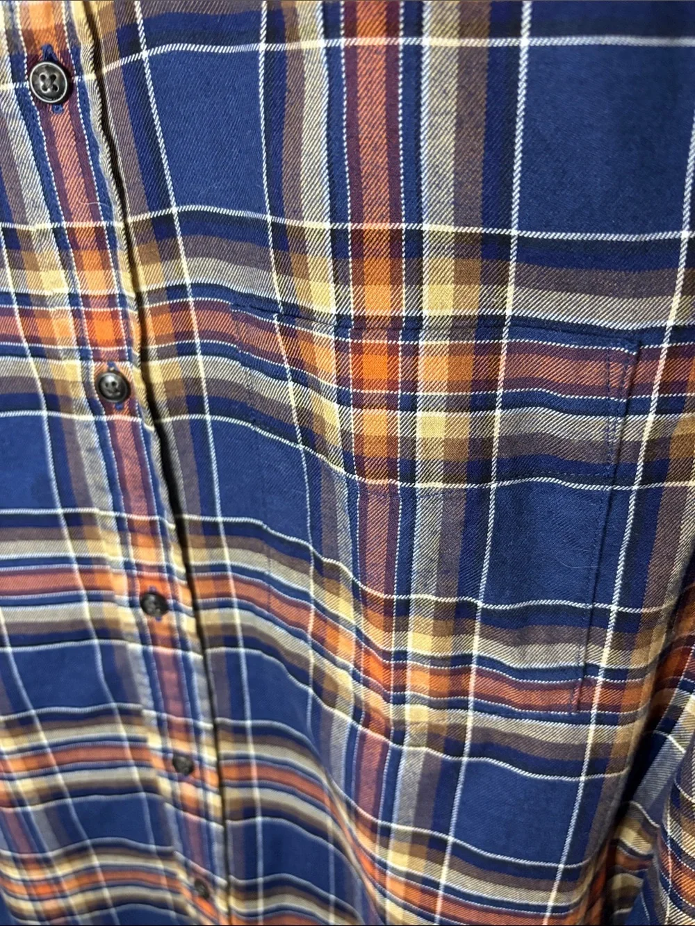 Banana Republic Luxe Flannel Blue Plaid Button Up Shirt Size Small Slim Fit